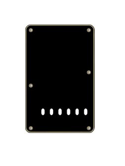 Backplate / rugplaat, string spacing 11,2mm, zwart/creme/zwart, 3 ply, standaard Stratocaster, 86x138mm