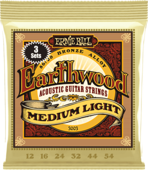 Ernie Ball Earthwood 3003, 3-pack, Medium light 12-16-24w-32-44-54