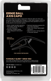 Ernie Ball Axis Capo, Gold Satin voor nylon- en staalsnarige gitaar