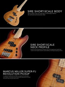 Sire Marcus Miller Bass U5+ Series shortscale basgitaar, A4 Tobacco Sunburst reserveren