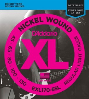 D&#039;Addario XL Nickel Roundwound 5-snarige bas