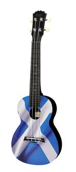 Korala concert ukelele polycarbonaat, achterblad met akoestische kamers, Scottish Saltire