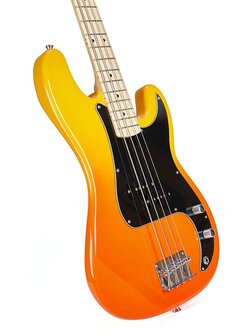 SX Modern Series PB style electric bass guitar with gigbag, burning fire