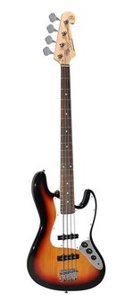 SX elektrisch basgitaarpakket, met versterker, tas, riem, tuner en kabel, 3 tone sunburst