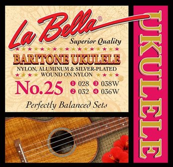 Snarenset voor bariton ukulele, La Bella Acoustic Folk