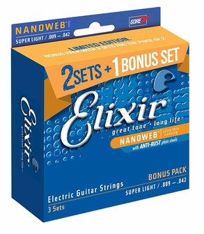 Elixir 16540 3-Pack Electric Nanoweb Super Light 9-42 (12002)