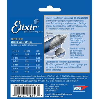 Elixir 16540 3-Pack Electric Nanoweb Super Light 9-42 (12002)