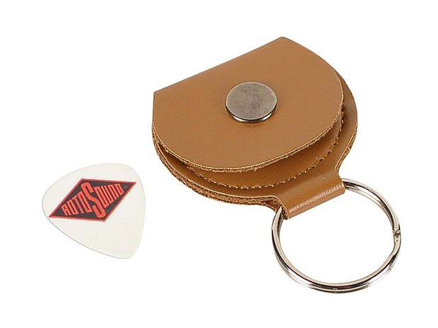 Rotosound bruine keyring plectrumhouder met 1 plectrum