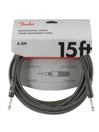 Fender Professional Series instrument cable, 15 ft (ca 450 cm) Grey Tweed