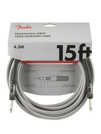 Fender Professional Series instrument cable, 15 ft (ca 450 cm) White Tweed