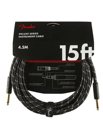 Fender DeLuxe Series instrument cable, 15 ft (ca 450 cm) Black Tweed