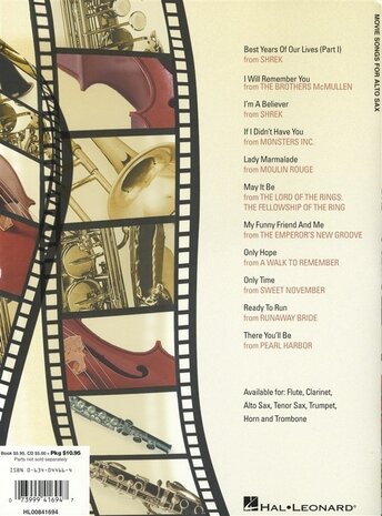 Movie Songs for Alto Sax, met cd