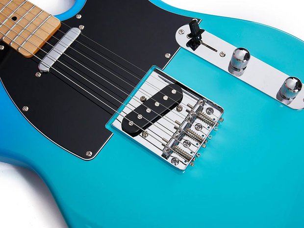 SX Modern Series TE style electric guitar with gigbag, Blue Glow