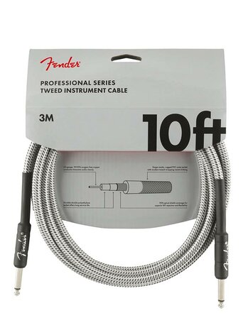 Fender Professional Tweed instrument cable, 3 meter white tweed