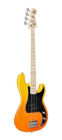 SX Modern Series PB style electric bass guitar with gigbag, burning fire