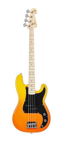 SX Modern Series PB style electric bass guitar with gigbag, burning fire