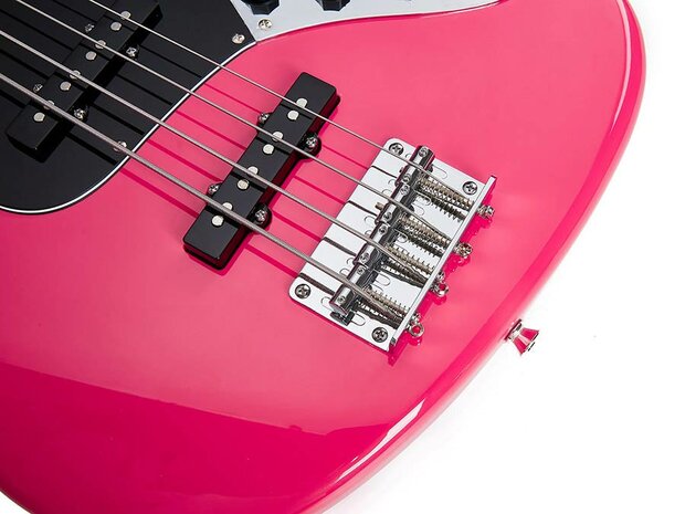 SX Modern Series JB style electric bass guitar with gigbag, pink twilight