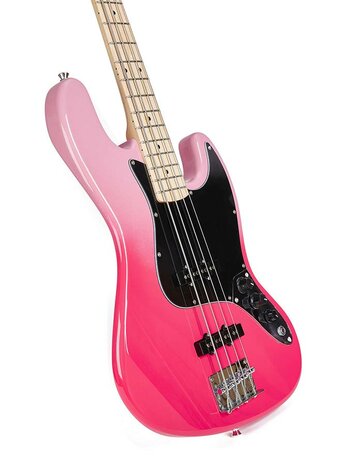 SX Modern Series JB style electric bass guitar with gigbag, pink twilight