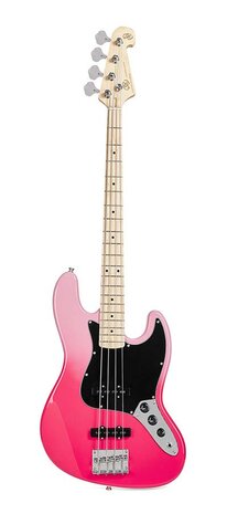 SX Modern Series JB style electric bass guitar with gigbag, pink twilight